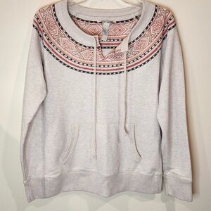 Lucky Heather Tan Southwest Stitching Beadwork Sweatshirt Size XS